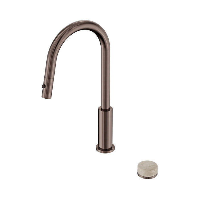 Nero Serenity Progressive Lead-Free DZR Brass Pull Out Kitchen Set With Rome Travertine Handle