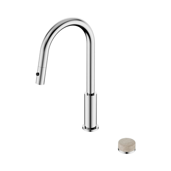 Nero Serenity Progressive Lead-Free DZR Brass Pull Out Kitchen Set With Rome Travertine Handle