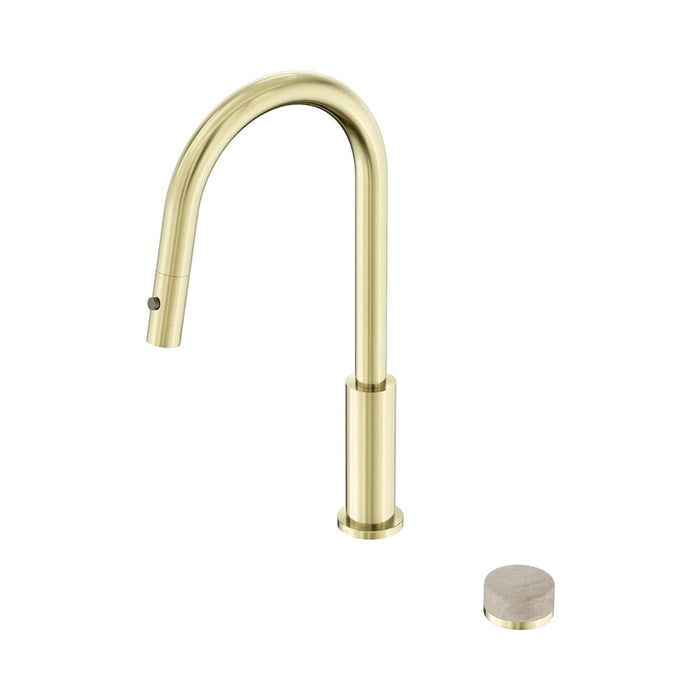 Nero Serenity Progressive Lead-Free DZR Brass Pull Out Kitchen Set With Rome Travertine Handle