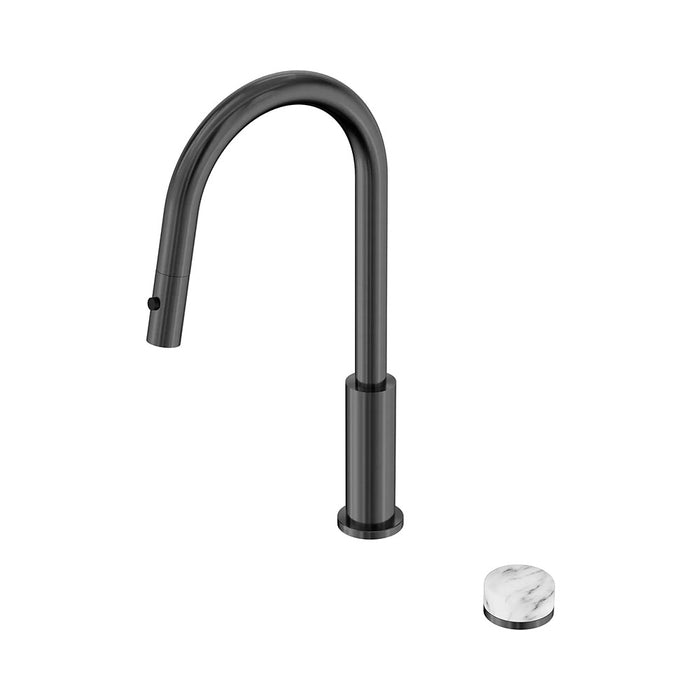 Nero Serenity Progressive Lead-Free DZR Brass Pull Out Kitchen Set With Arabescato Corchia Handle
