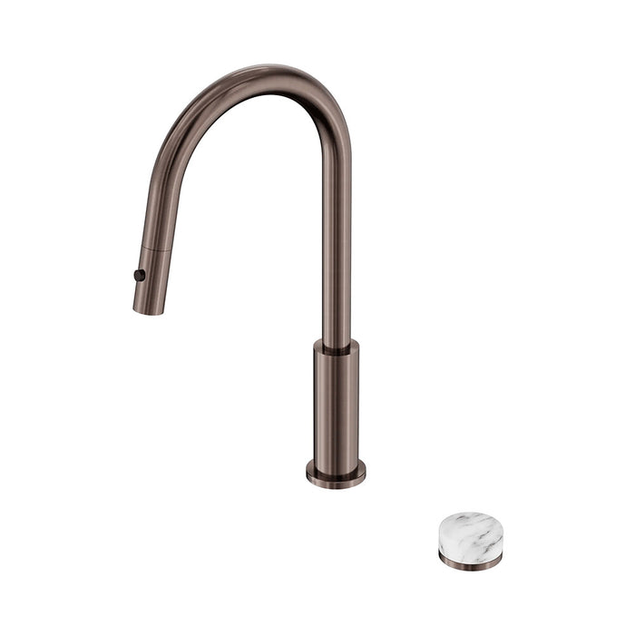 Nero Serenity Progressive Lead-Free DZR Brass Pull Out Kitchen Set With Arabescato Corchia Handle