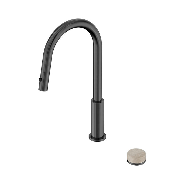Nero Serenity Progressive Lead-Free DZR Brass Pull Out Kitchen Set With Rome Travertine Handle