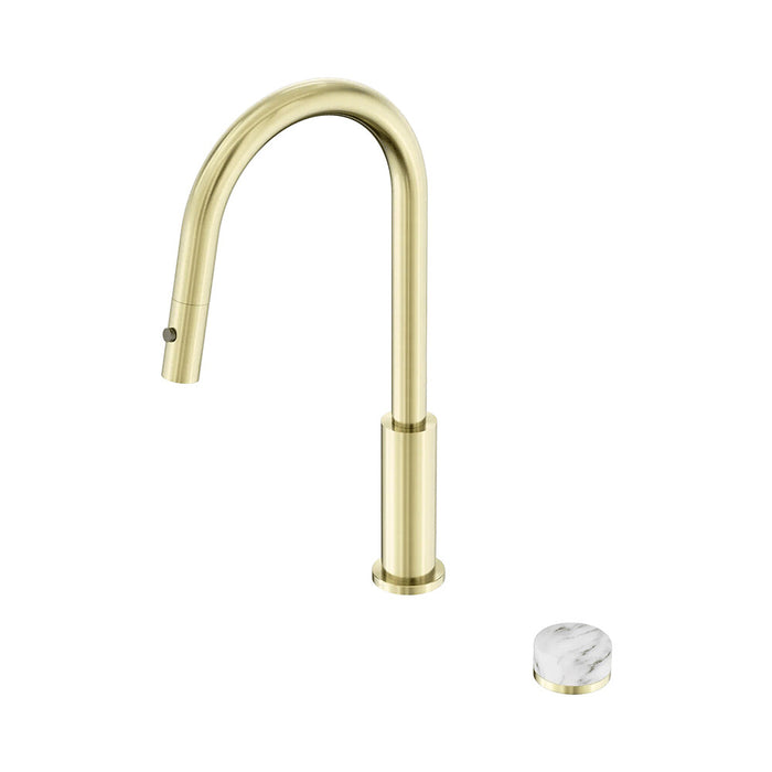 Nero Serenity Progressive Lead-Free DZR Brass Pull Out Kitchen Set With Arabescato Corchia Handle