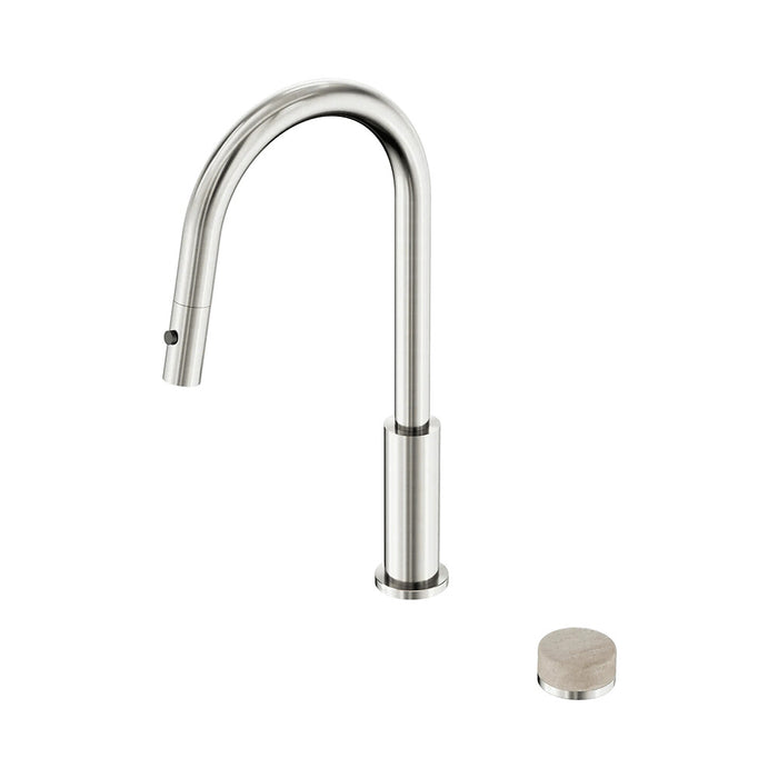 Nero Serenity Progressive Lead-Free DZR Brass Pull Out Kitchen Set With Rome Travertine Handle