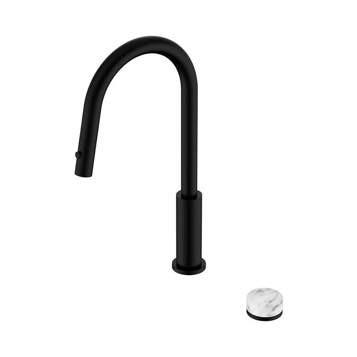 Nero Serenity Progressive Lead-Free DZR Brass Pull Out Kitchen Set With Arabescato Corchia Handle