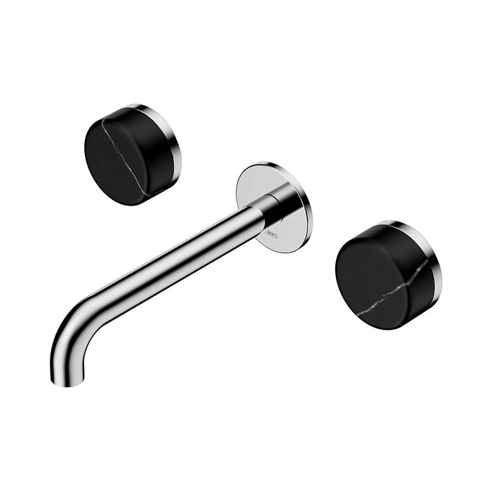 185mm Nero Serenity Lead-Free DZR Brass Wall Basin Set With Marquina Black Handle