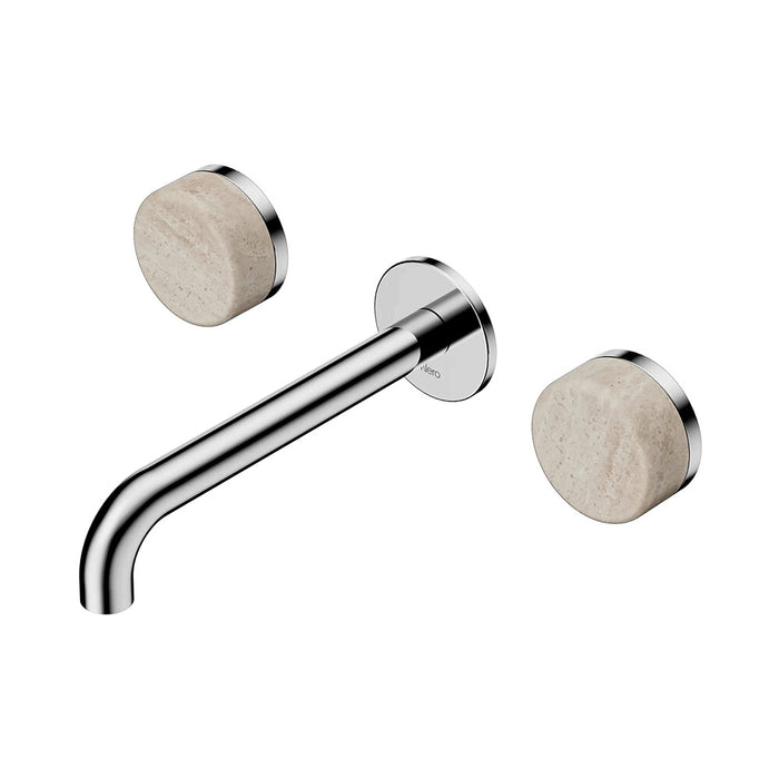 185mm Nero Serenity Lead-Free DZR Brass Wall Basin Set With Rome Travertine Handle