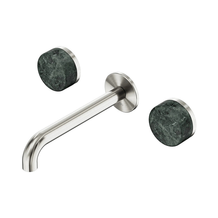 185mm Nero Serenity Lead-Free DZR Brass Wall Basin Set With Verde Alpi Handle