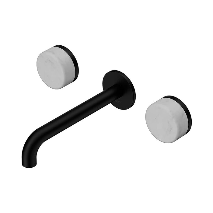 185mm Nero Serenity Lead-Free DZR Brass Wall Basin Set With Carrara Handle