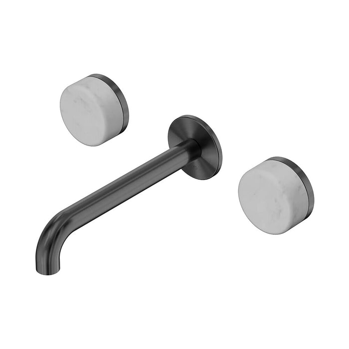 185mm Nero Serenity Lead-Free DZR Brass Wall Basin Set With Carrara Handle