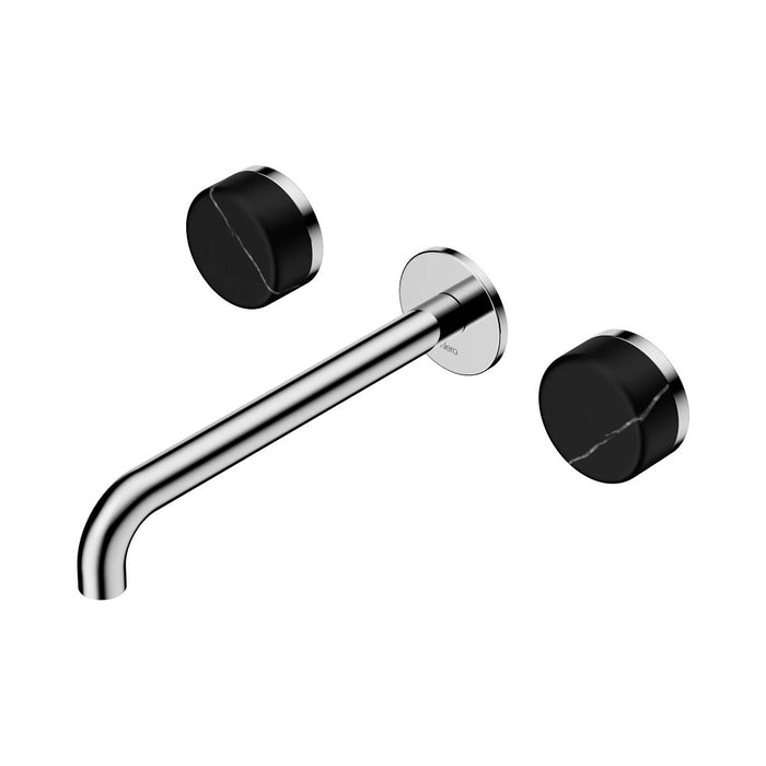 220mm Nero Serenity Lead-Free DZR Brass Wall Basin Set With Marquina Black Handle
