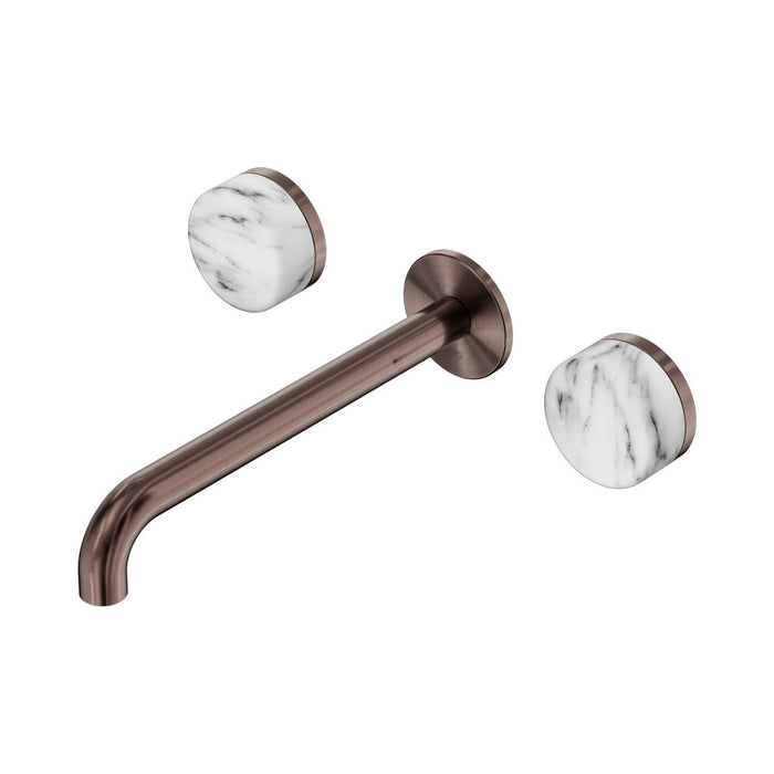 220mm Nero Serenity Lead-Free DZR Brass Wall Basin Set With Arabescato Corchia Handle