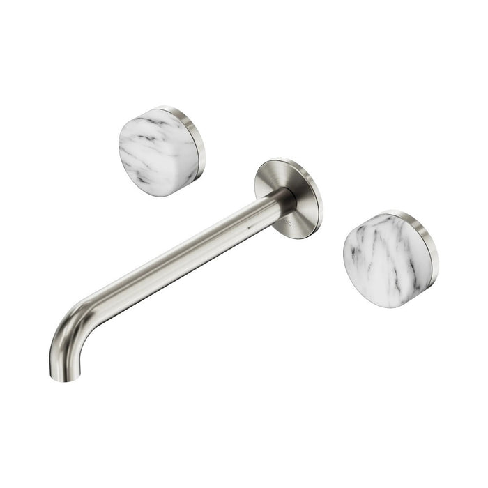 220mm Nero Serenity Lead-Free DZR Brass Wall Basin Set With Arabescato Corchia Handle