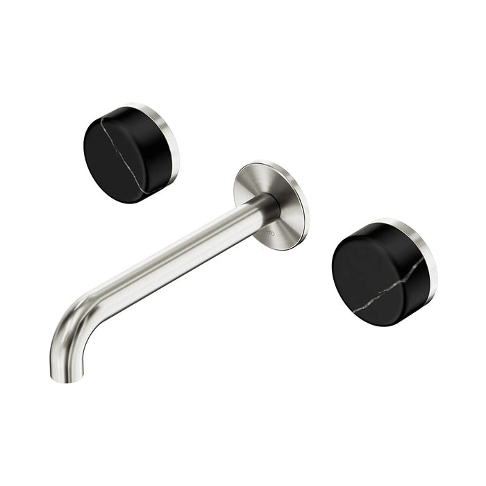 185mm Nero Serenity Lead-Free DZR Brass Wall Basin Set With Marquina Black Handle