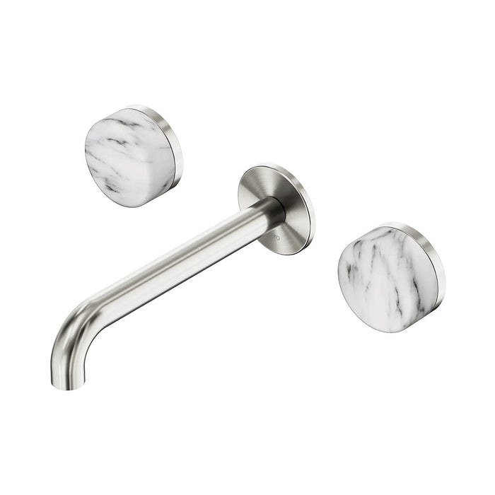185mm Nero Serenity Lead-Free DZR Brass Wall Basin Set With Arabescato Corchia Handle