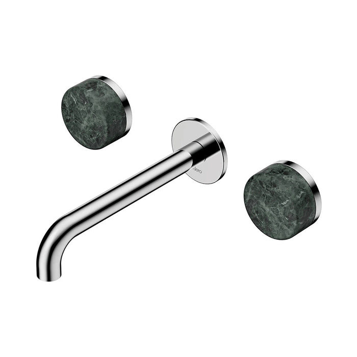 185mm Nero Serenity Lead-Free DZR Brass Wall Basin Set With Verde Alpi Handle