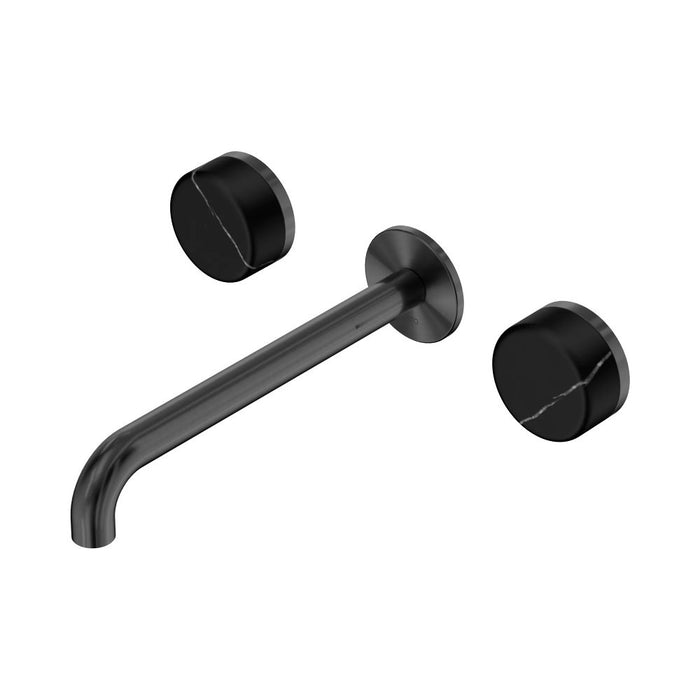 220mm Nero Serenity Lead-Free DZR Brass Wall Basin Set With Marquina Black Handle