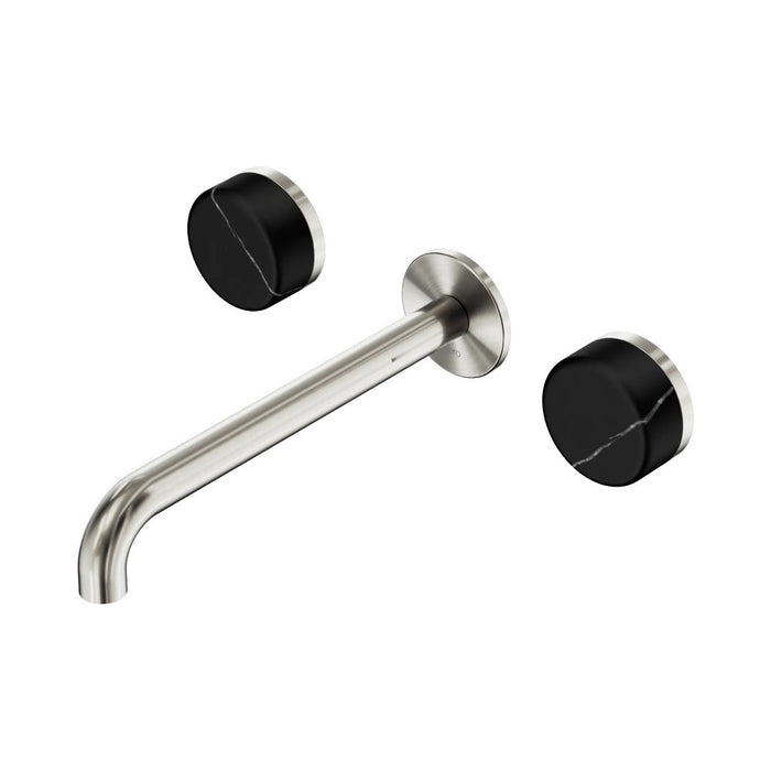 220mm Nero Serenity Lead-Free DZR Brass Wall Basin Set With Marquina Black Handle