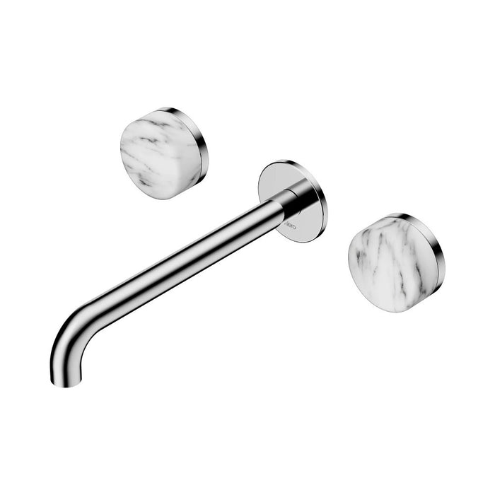 220mm Nero Serenity Lead-Free DZR Brass Wall Basin Set With Arabescato Corchia Handle