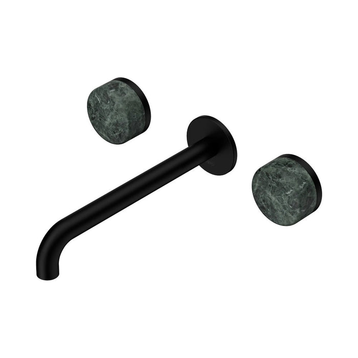 220mm Nero Serenity Lead-Free DZR Brass Wall Basin Set With Verde Alpi Handle