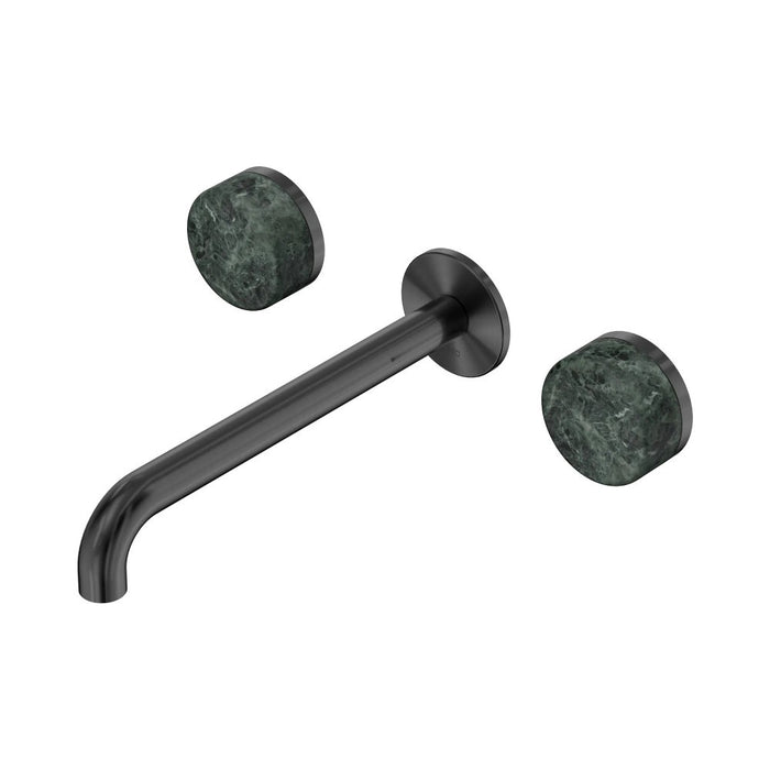 220mm Nero Serenity Lead-Free DZR Brass Wall Basin Set With Verde Alpi Handle