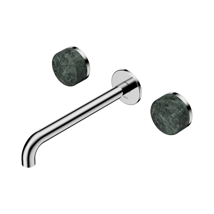 220mm Nero Serenity Lead-Free DZR Brass Wall Basin Set With Verde Alpi Handle