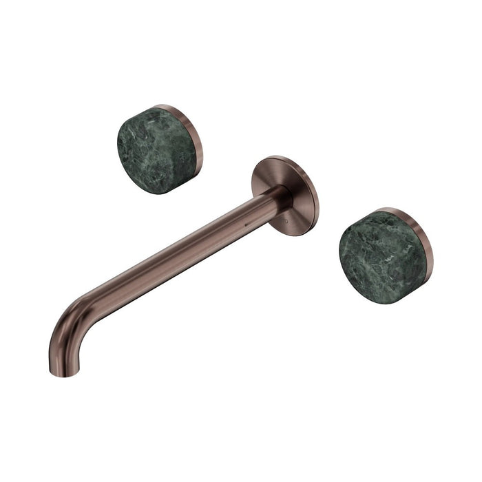 220mm Nero Serenity Lead-Free DZR Brass Wall Basin Set With Verde Alpi Handle