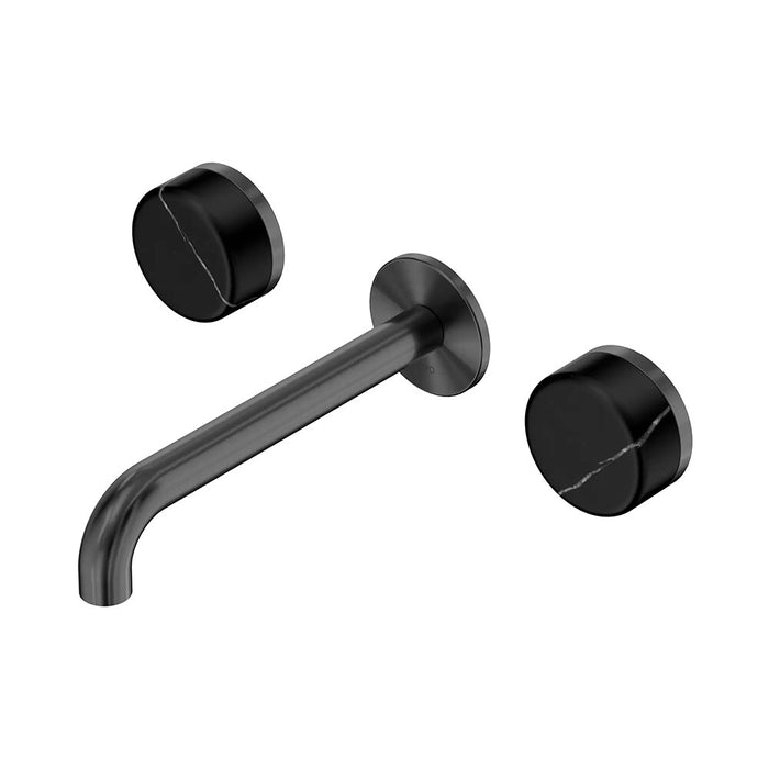 185mm Nero Serenity Lead-Free DZR Brass Wall Basin Set With Marquina Black Handle