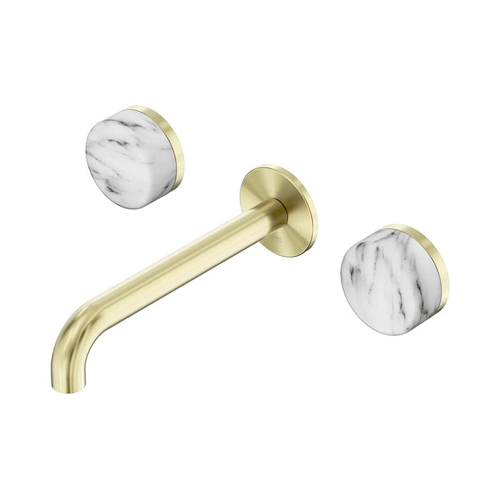 185mm Nero Serenity Lead-Free DZR Brass Wall Basin Set With Arabescato Corchia Handle