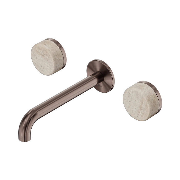 185mm Nero Serenity Lead-Free DZR Brass Wall Basin Set With Rome Travertine Handle