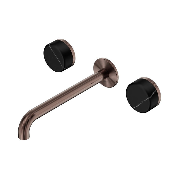 220mm Nero Serenity Lead-Free DZR Brass Wall Basin Set With Marquina Black Handle