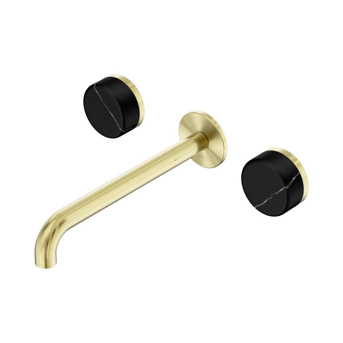 220mm Nero Serenity Lead-Free DZR Brass Wall Basin Set With Marquina Black Handle
