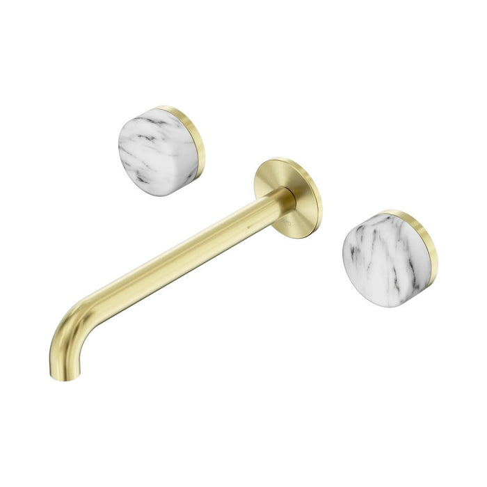 220mm Nero Serenity Lead-Free DZR Brass Wall Basin Set With Arabescato Corchia Handle