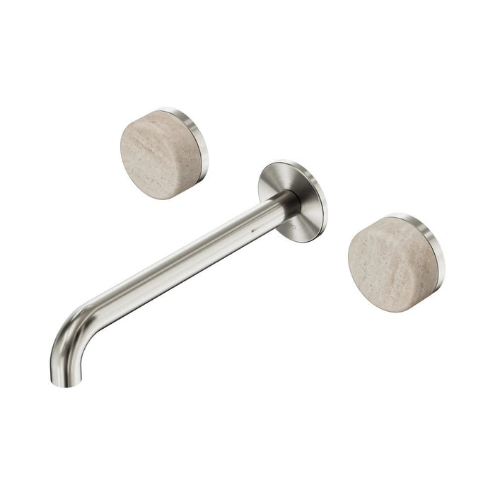 220mm Nero Serenity Lead-Free DZR Brass Wall Basin Set With Rome Travertine Handle