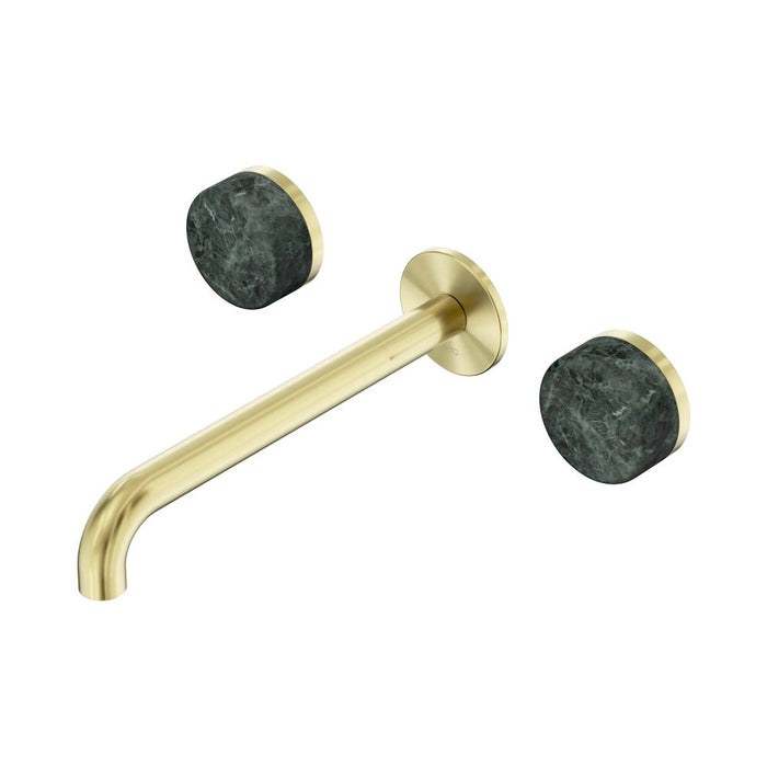 220mm Nero Serenity Lead-Free DZR Brass Wall Basin Set With Verde Alpi Handle