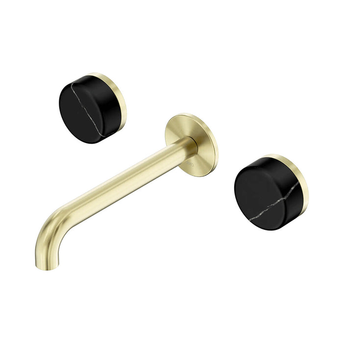 185mm Nero Serenity Lead-Free DZR Brass Wall Basin Set With Marquina Black Handle