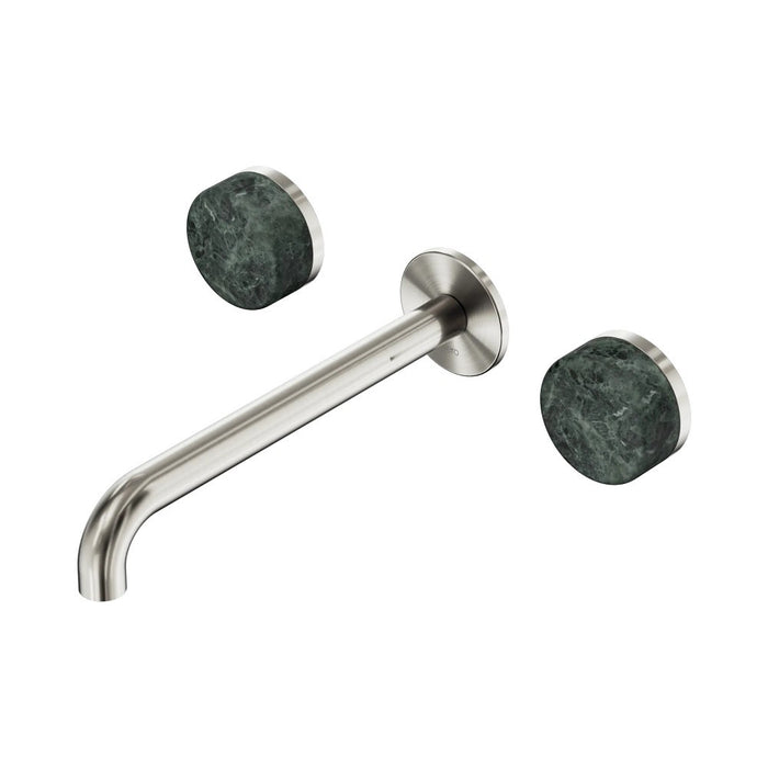 220mm Nero Serenity Lead-Free DZR Brass Wall Basin Set With Verde Alpi Handle