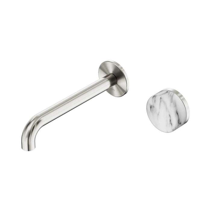 185mm Nero Serenity Progressive Lead-Free DZR Brass Wall Basin Mixer With Arabescato Corchia Handle