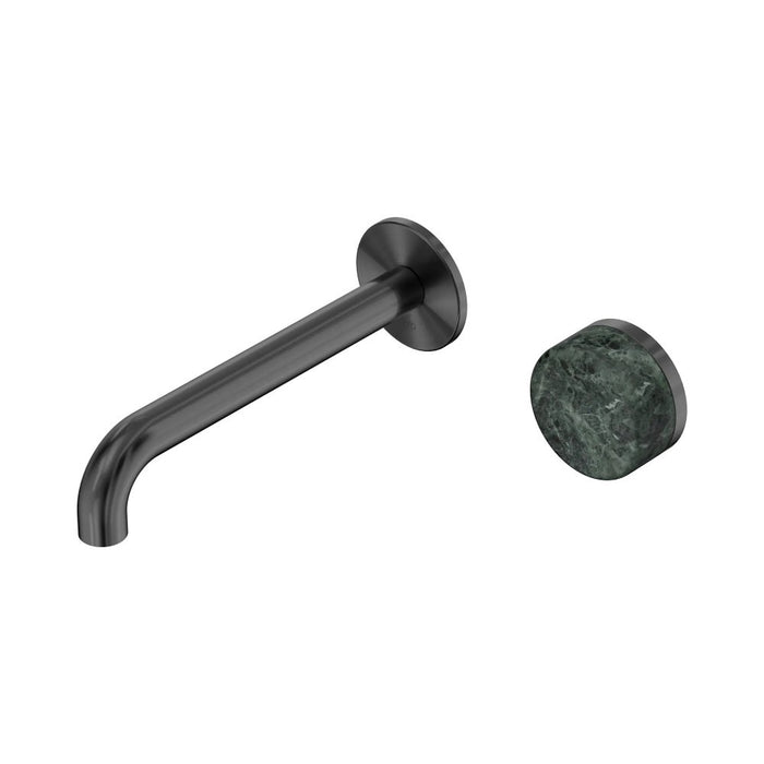 185mm Nero Serenity Progressive Lead-Free DZR Brass Wall Basin Mixer With Verde Alpi Handle