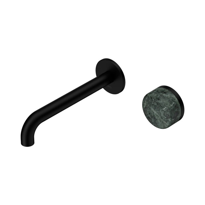 185mm Nero Serenity Progressive Lead-Free DZR Brass Wall Basin Mixer With Verde Alpi Handle