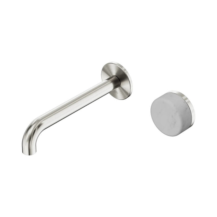 185mm Nero Serenity Progressive Lead-Free DZR Brass Wall Basin Mixer With Carrara Handle