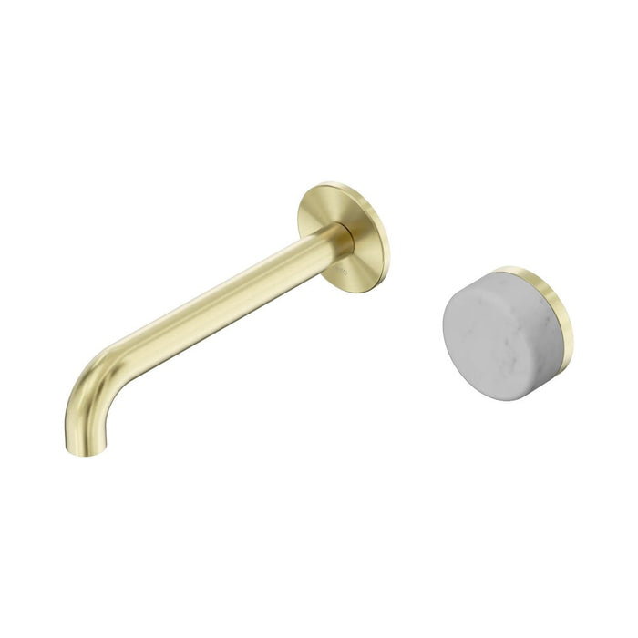 185mm Nero Serenity Progressive Lead-Free DZR Brass Wall Basin Mixer With Carrara Handle