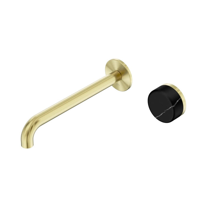 220mm Nero Serenity Progressive Lead-Free DZR Brass Wall Basin Mixer With Marquina Black Handle