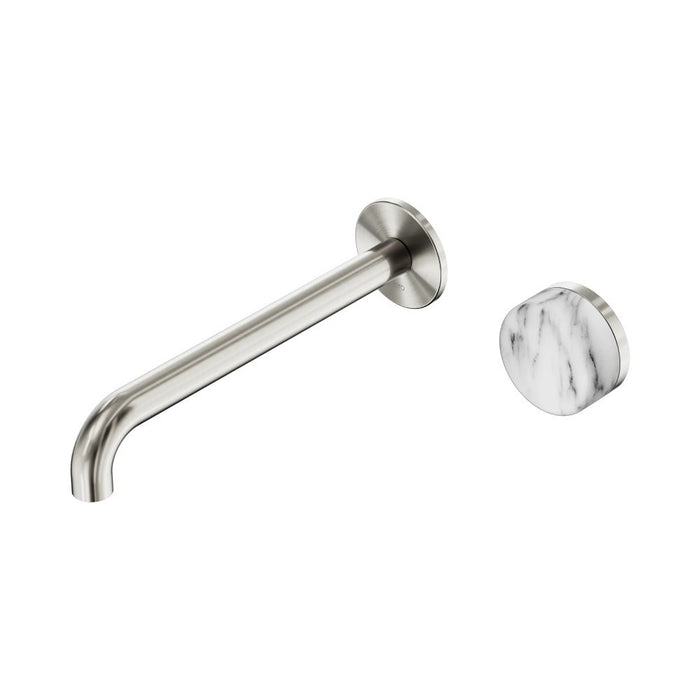 220mm Nero Serenity Progressive Lead-Free DZR Brass Wall Basin Mixer With Arabescato Corchia Handle