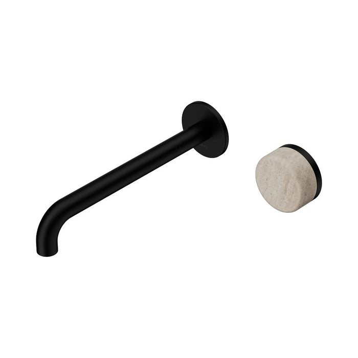 220mm Nero Serenity Progressive Lead-Free DZR Brass Wall Basin Mixer With Rome Travertine Handle
