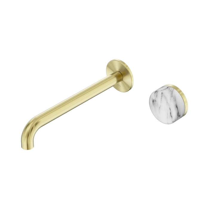 220mm Nero Serenity Progressive Lead-Free DZR Brass Wall Basin Mixer With Arabescato Corchia Handle