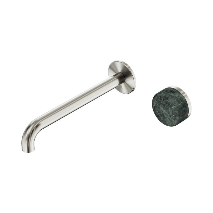 220mm Nero Serenity Progressive Lead-Free DZR Brass Wall Basin Mixer With Verde Alpi Handle