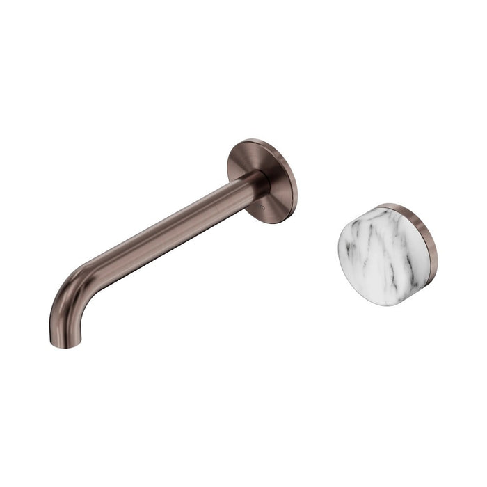 185mm Nero Serenity Progressive Lead-Free DZR Brass Wall Basin Mixer With Arabescato Corchia Handle