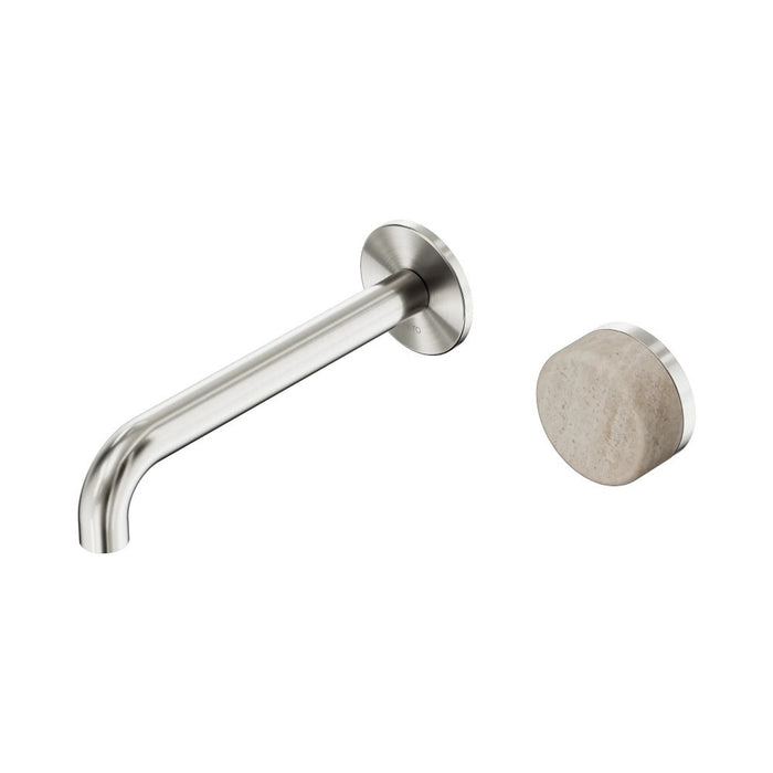 185mm Nero Serenity Progressive Lead-Free DZR Brass Wall Basin Mixer With Rome Travertine Handle