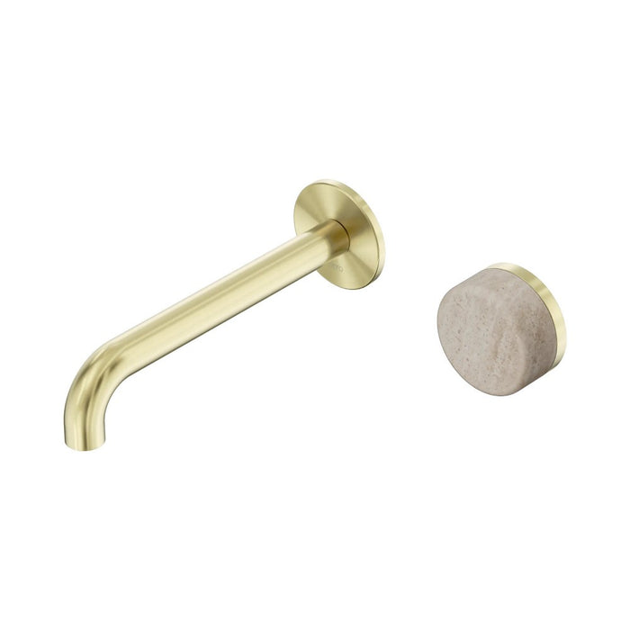 185mm Nero Serenity Progressive Lead-Free DZR Brass Wall Basin Mixer With Rome Travertine Handle